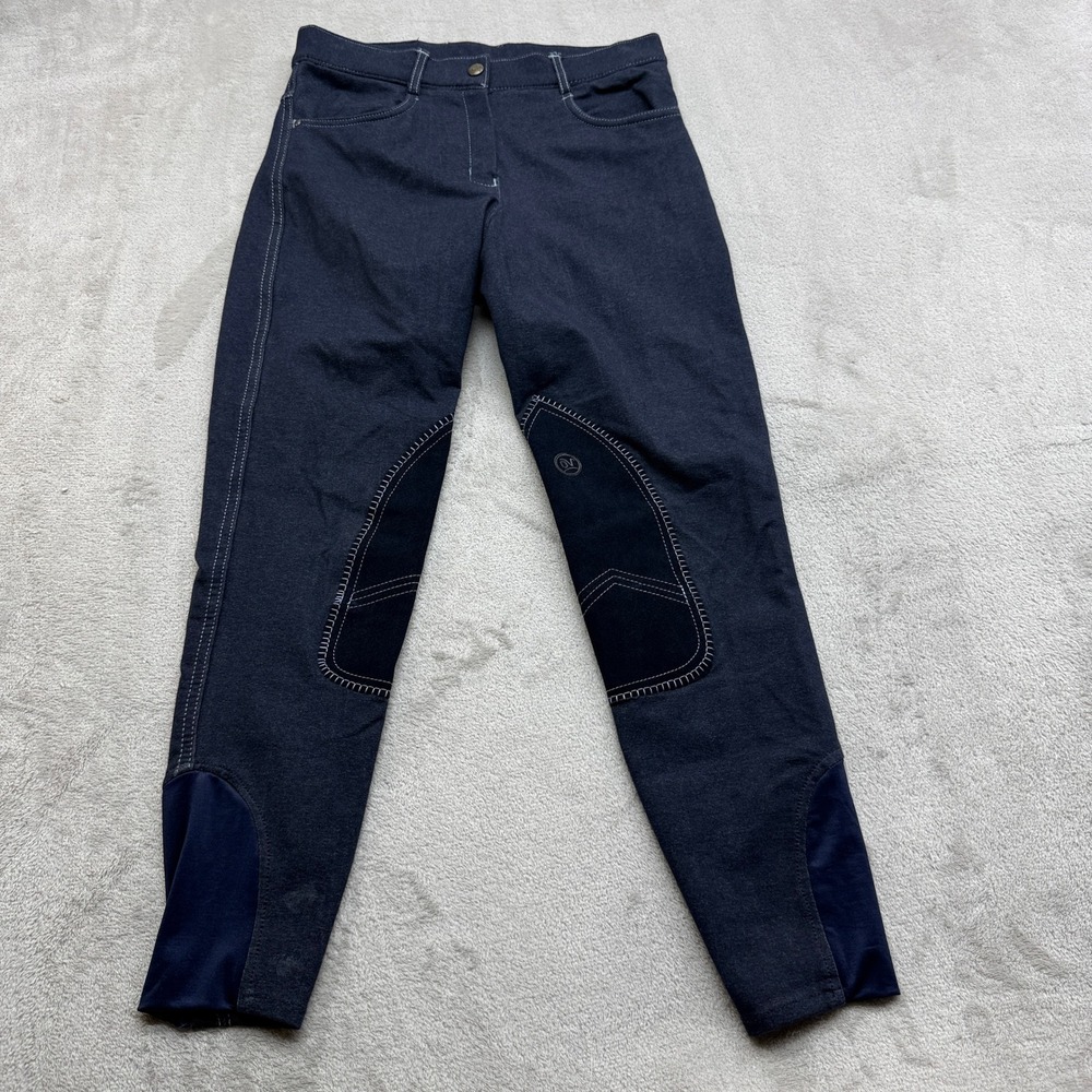 Ovation Equestrian Breeches Women 26R Navy Blue Knee Patch Riding Pants Jodhpurs